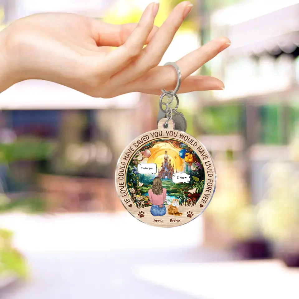 Personalized Memorial Cat Acrylic Keychain - Memorial Gift Idea For Dog/Cat/Rabbit Lover - If Love Could Have Saved You You Would Have Lived Forever