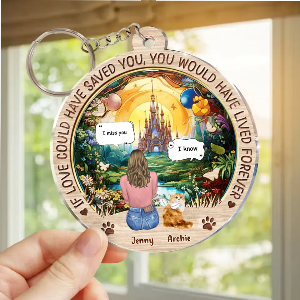 Personalized Memorial Cat Acrylic Keychain - Memorial Gift Idea For Dog/Cat/Rabbit Lover - If Love Could Have Saved You You Would Have Lived Forever