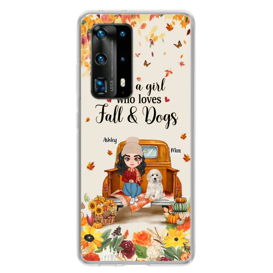 Personalized Dog Mom Autumn Phone Case - Gift Idea For Dog Lovers - Up to 5 Dogs - Case For Xiaomi/Oppo/Huawei - Just A Girl Who Loves Fall & Dogs