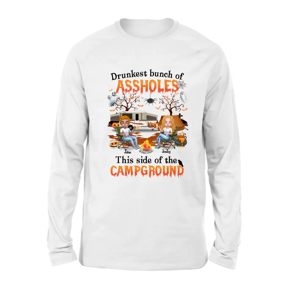 Personalized Camping Friends Shirt - Up to 7 People - Halloween Gift Idea For Friends/Camping Lover - If I'm Drunk It's My Camping Friends' Fault