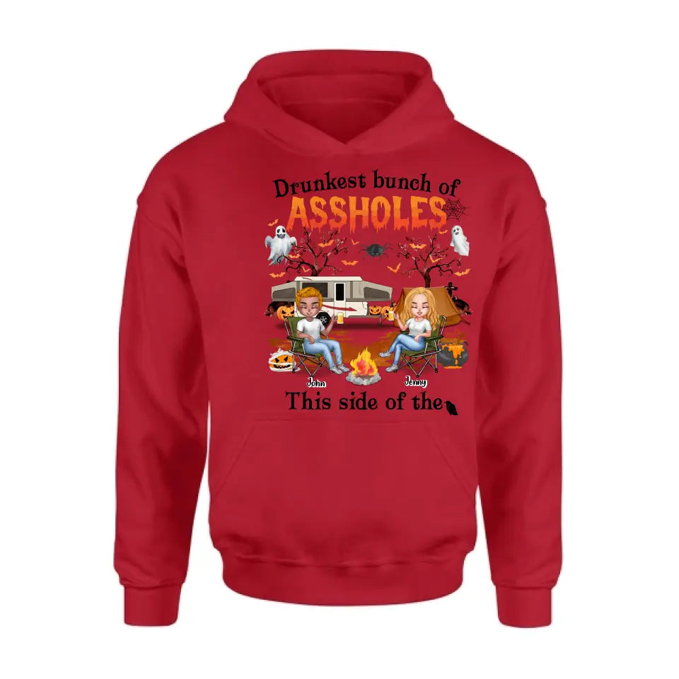 Personalized Camping Friends Shirt - Up to 7 People - Halloween Gift Idea For Friends/Camping Lover - If I'm Drunk It's My Camping Friends' Fault