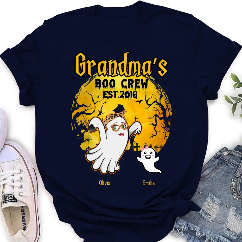 Personalized Grandma Shirt/Hoodie - Halloween Gift For Grandma - Up to 7 Kids - Grandma's Boo Crew