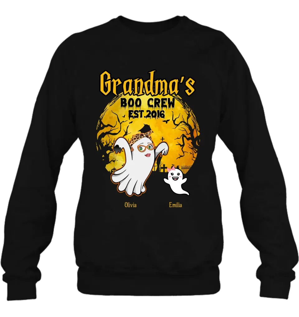 Personalized Grandma Shirt/Hoodie - Halloween Gift For Grandma - Up to 7 Kids - Grandma's Boo Crew