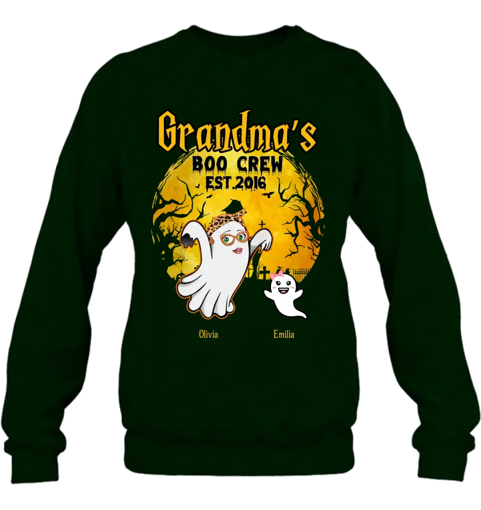 Personalized Grandma Shirt/Hoodie - Halloween Gift For Grandma - Up to 7 Kids - Grandma's Boo Crew
