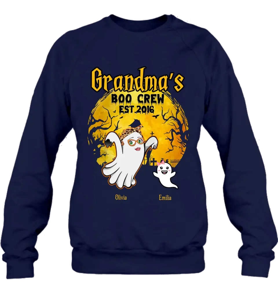 Personalized Grandma Shirt/Hoodie - Halloween Gift For Grandma - Up to 7 Kids - Grandma's Boo Crew