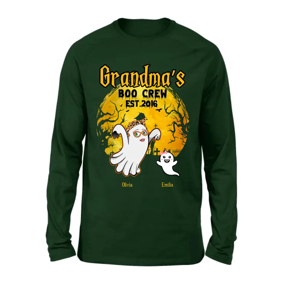 Personalized Grandma Shirt/Hoodie - Halloween Gift For Grandma - Up to 7 Kids - Grandma's Boo Crew