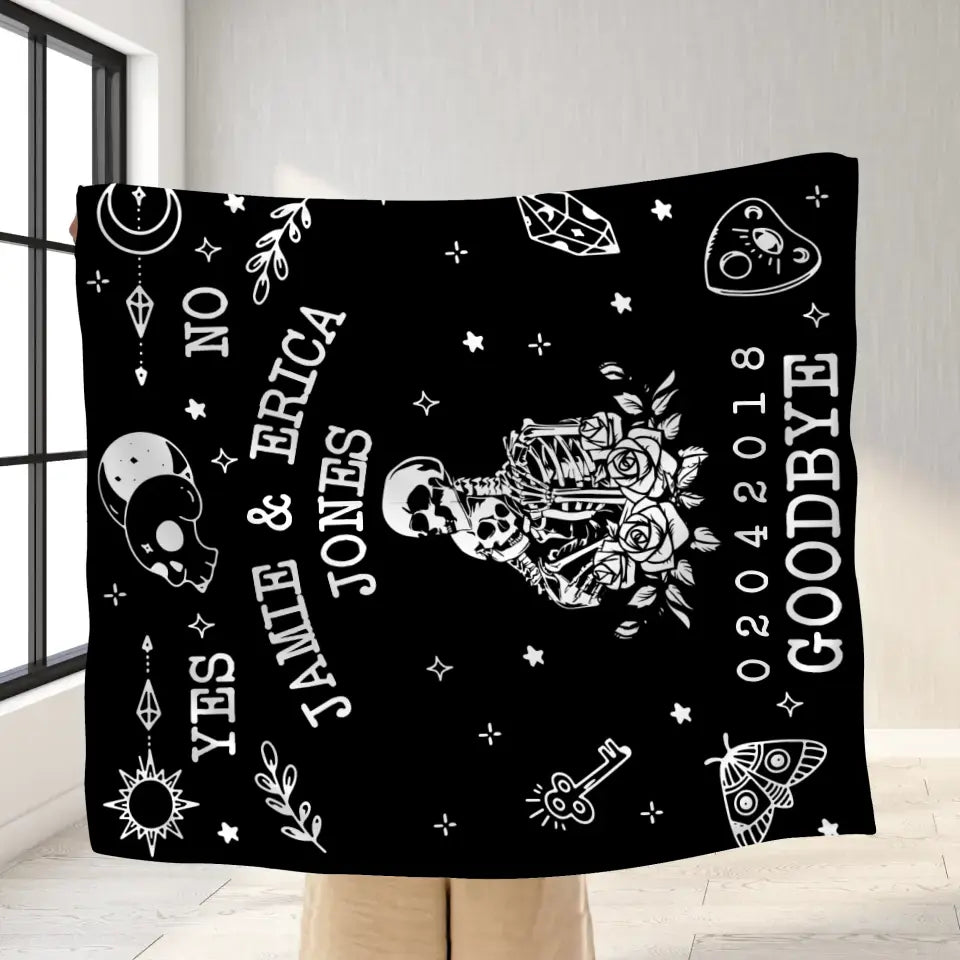Personalized Couple Ouija Board Fleece Throw Blanket/Quilt - Memorial Gift Idea For Halloween - Goodbye