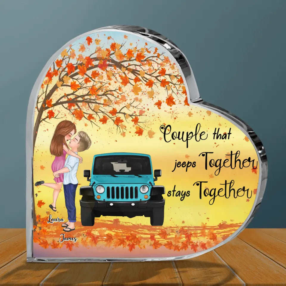 Personalized Couple Acrylic Plaque - Gift Idea For Couple/Off-road Lovers - Couple That Jeeps Together Stays Together