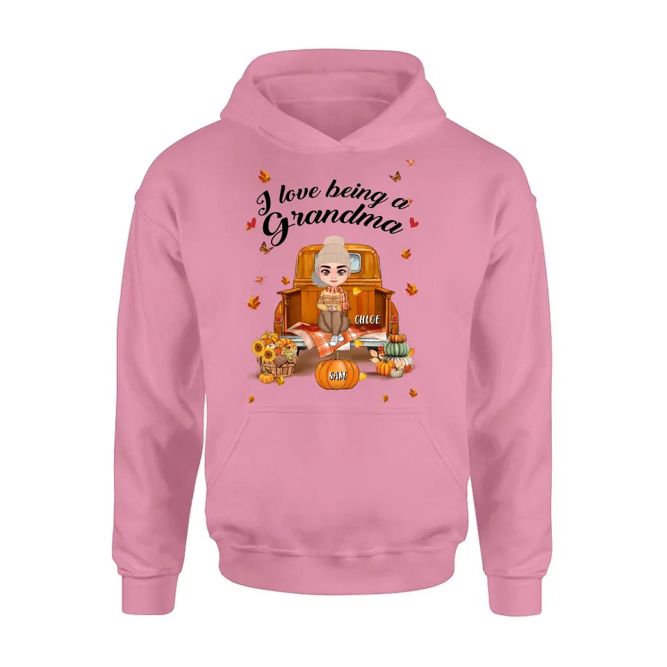 Personalized Grandma Autumn Hoodie/T-shirt - Gift Idea For Grandma - Up to 10 Kids - I Love Being A Grandma