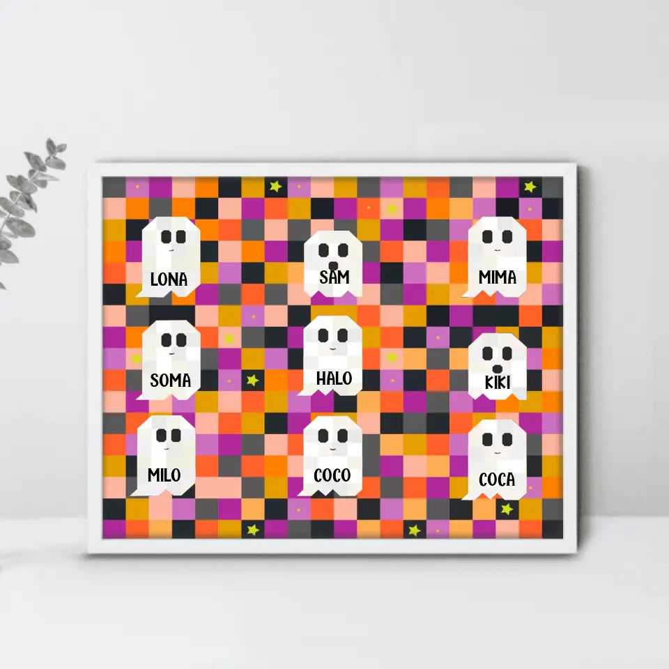 Personalize Halloween Family Poster - Gift Idea For Halloween/Famly - Up to 9 Boos