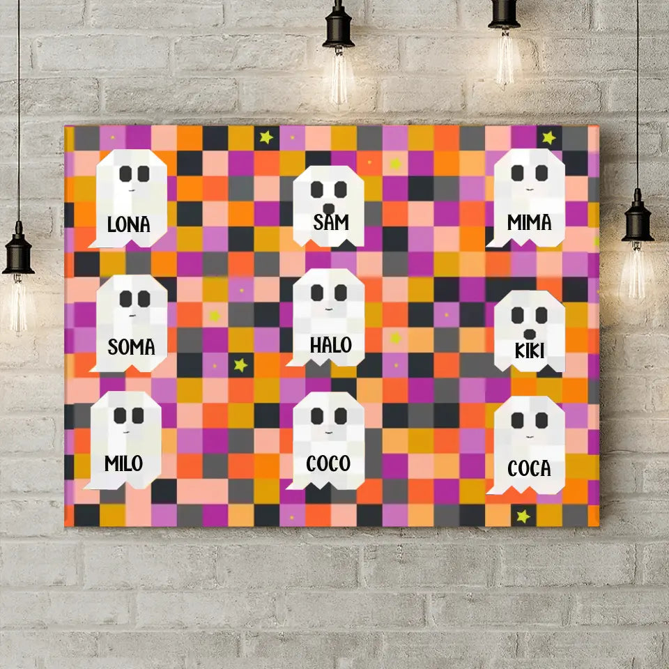 Personalize Halloween Family Canvas - Gift Idea For Halloween/Family - Up to 9 Boos