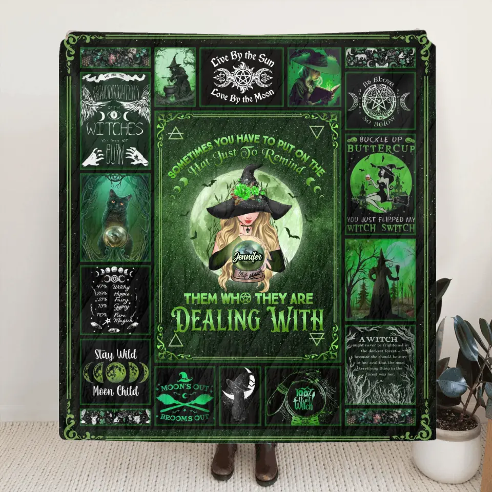 Personalized Witch Fleece Throw Blanket/Quilt - Halloween Gift Idea for Witch Lovers - Sometimes You Have To Put On The Hat