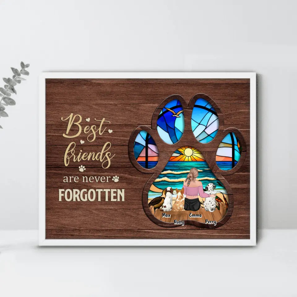 Personalized Pet Mom/Dad Poster - Memorial Gift Idea For Pet Mom/Dad with up to 3 Pets - Best Friends Are Never Forgotten