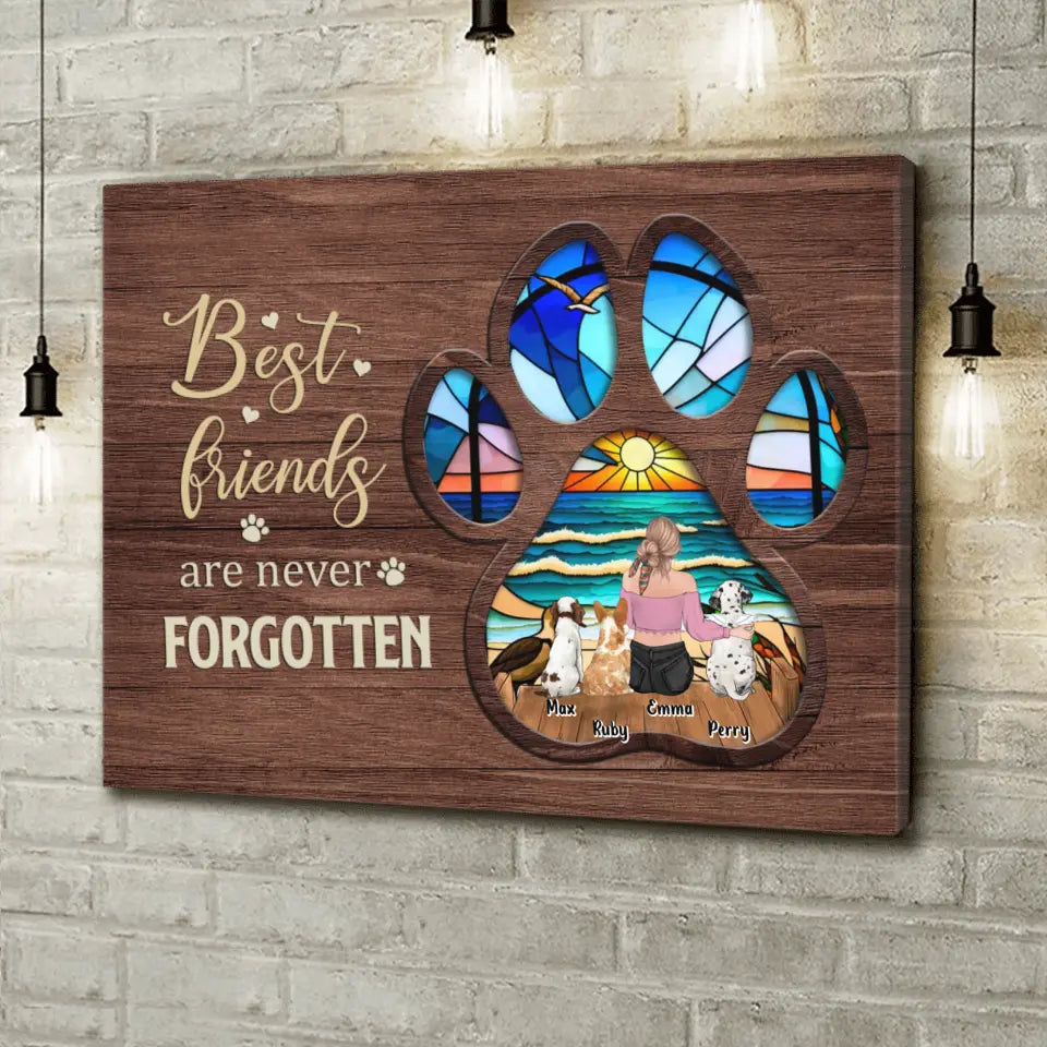 Personalized Pet Mom/Dad Canvas - Memorial Gift Idea For Pet Mom/Dad with up to 3 Pets - Best Friends Are Never Forgotten