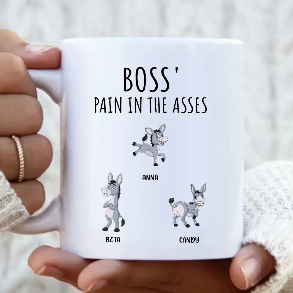 Personalized Donkeys Coffee Mug - Gift Idea For Family/Grandma/Papa - Up to 12 Donkeys - Boss' Little Asses