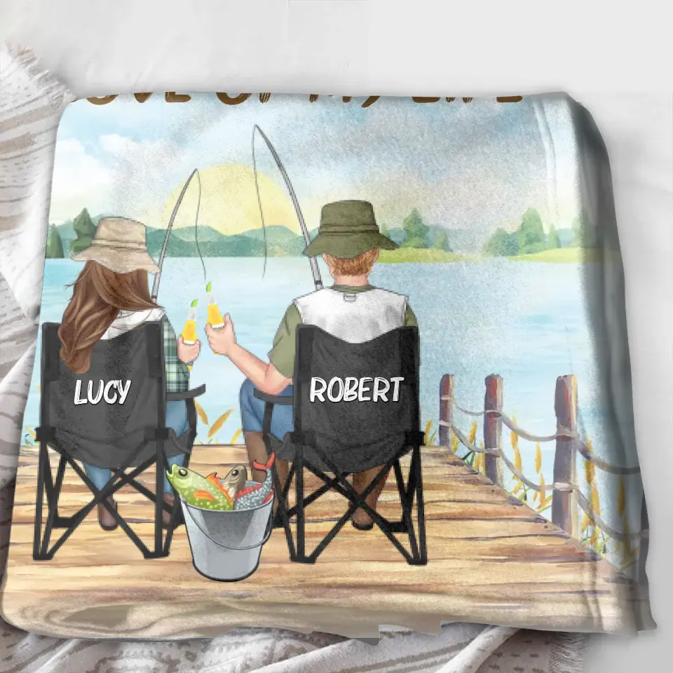 Personalized Fishing Couple Quilt/Fleece Throw Blanket - Gift Idea for Couple - You Are The Rod To My Reel