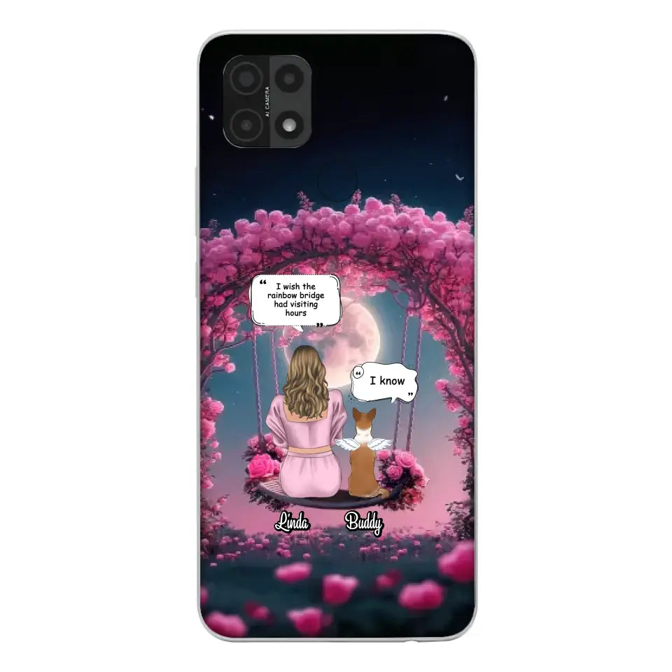 Custom Memorial Dog Mom Phone Case - Up to 4 Dogs - Memorial Gift Idea For Dog Owners - I Wish The Rainbow Bridge Had Visiting Hours - Case For Oppo/Xiaomi/Huawei