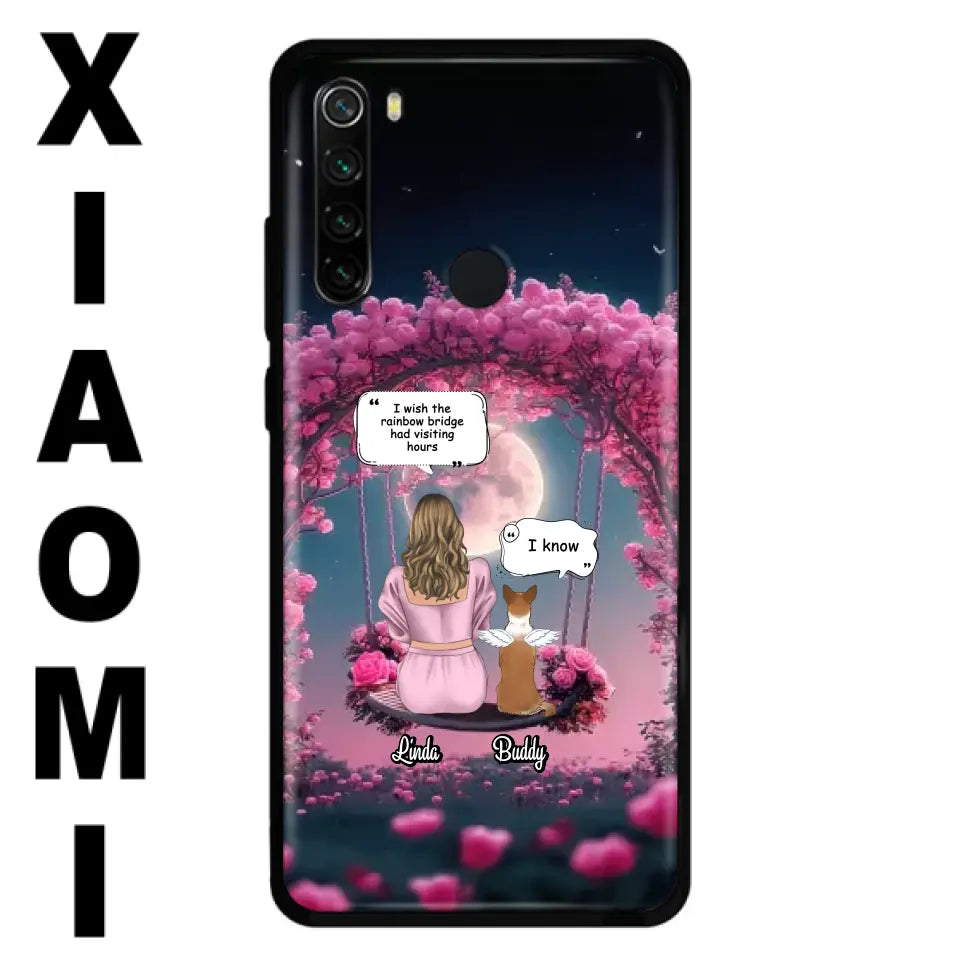Custom Memorial Dog Mom Phone Case - Up to 4 Dogs - Memorial Gift Idea For Dog Owners - I Wish The Rainbow Bridge Had Visiting Hours - Case For Oppo/Xiaomi/Huawei