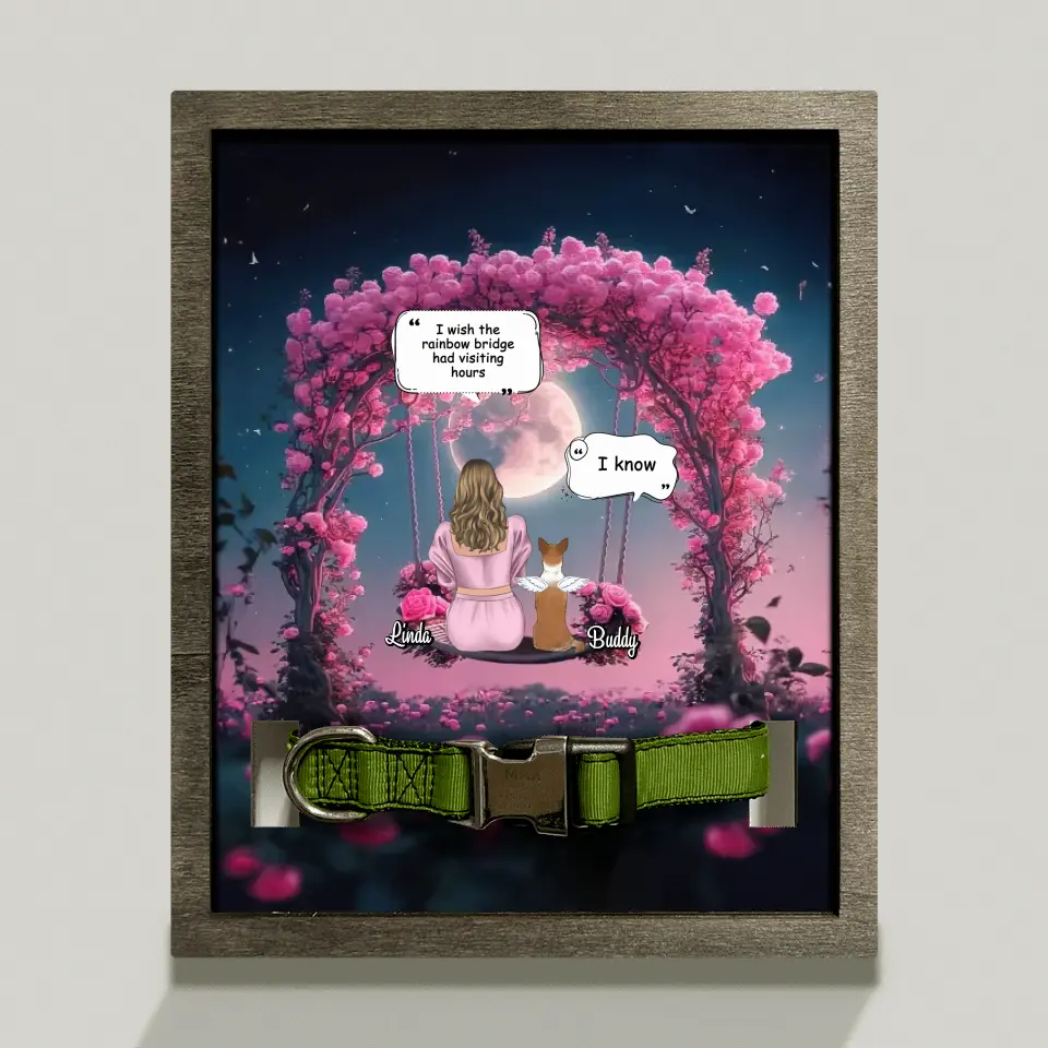 Custom Memorial Dog Mom Loss Frame - Up to 4 Dogs - Memorial Gift Idea For Dog Owners - I Wish The Rainbow Bridge Had Visiting Hours