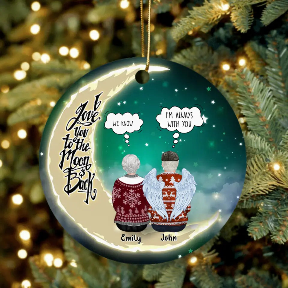 Personalized Memorial Circle Ornament - Christmas Gift Idea for Family - I Love You To The Moon & Back