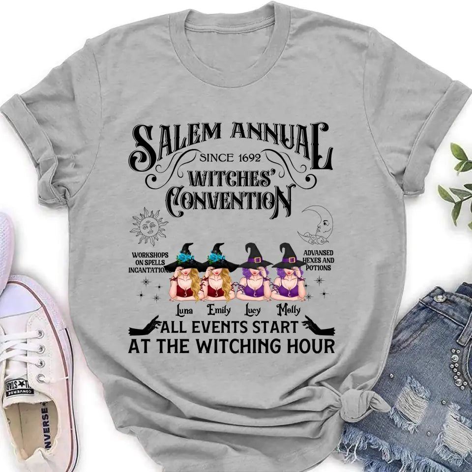 Personalized Halloween Witch Shirt/Hoodie - Gift Idea For Halloween/Besties - Up to 4 Witches - Salem Annual Since 1692 Witches' Convention