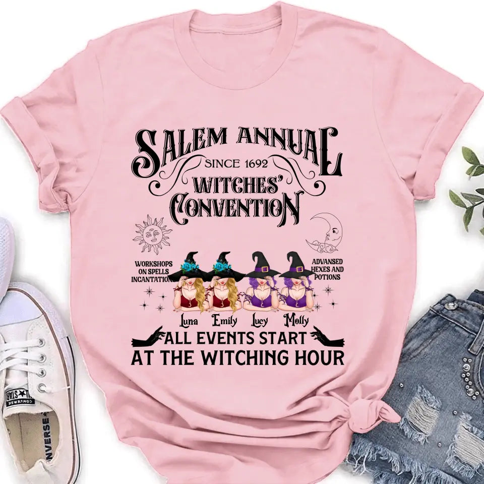 Personalized Halloween Witch Shirt/Hoodie - Gift Idea For Halloween/Besties - Up to 4 Witches - Salem Annual Since 1692 Witches' Convention