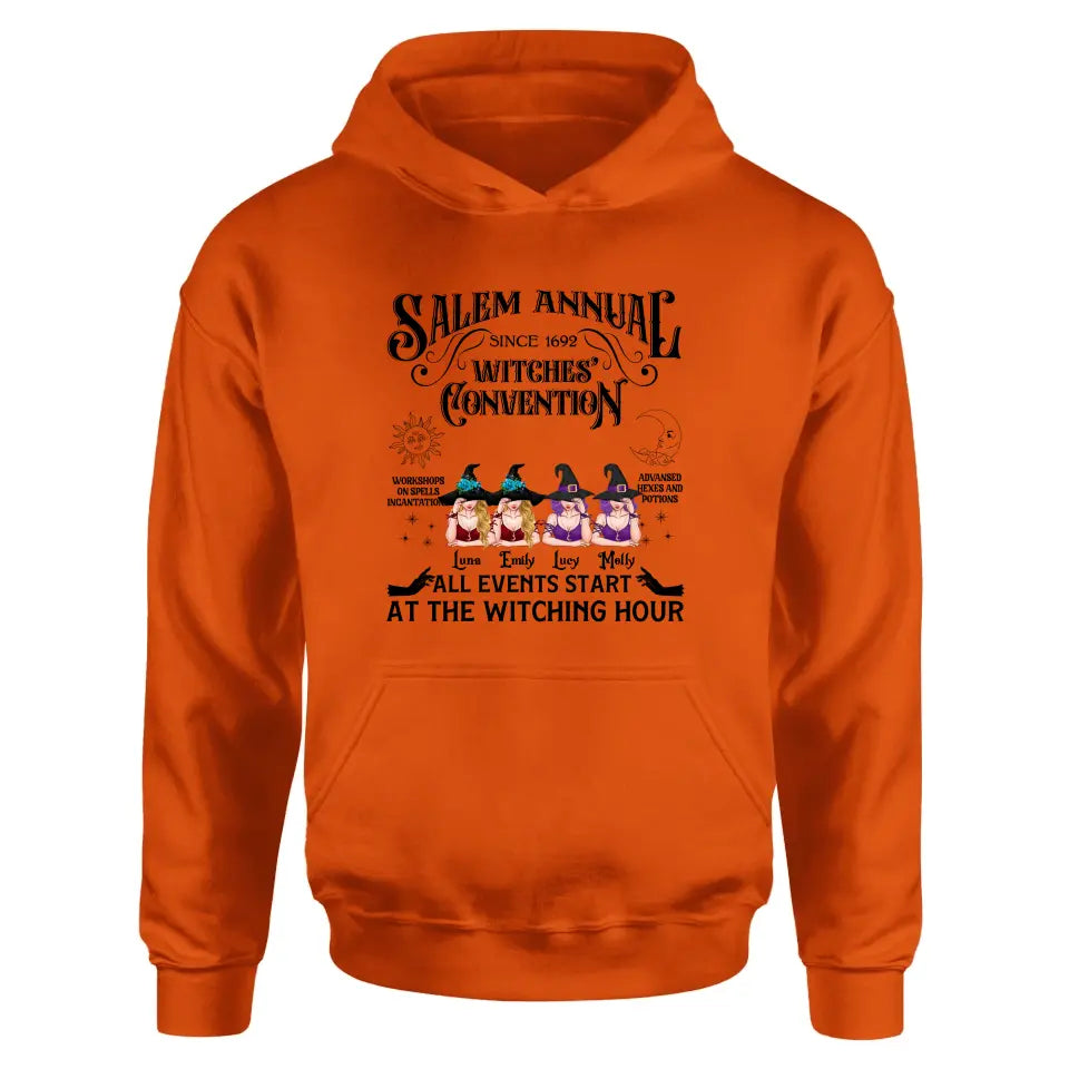 Personalized Halloween Witch Shirt/Hoodie - Gift Idea For Halloween/Besties - Up to 4 Witches - Salem Annual Since 1692 Witches' Convention