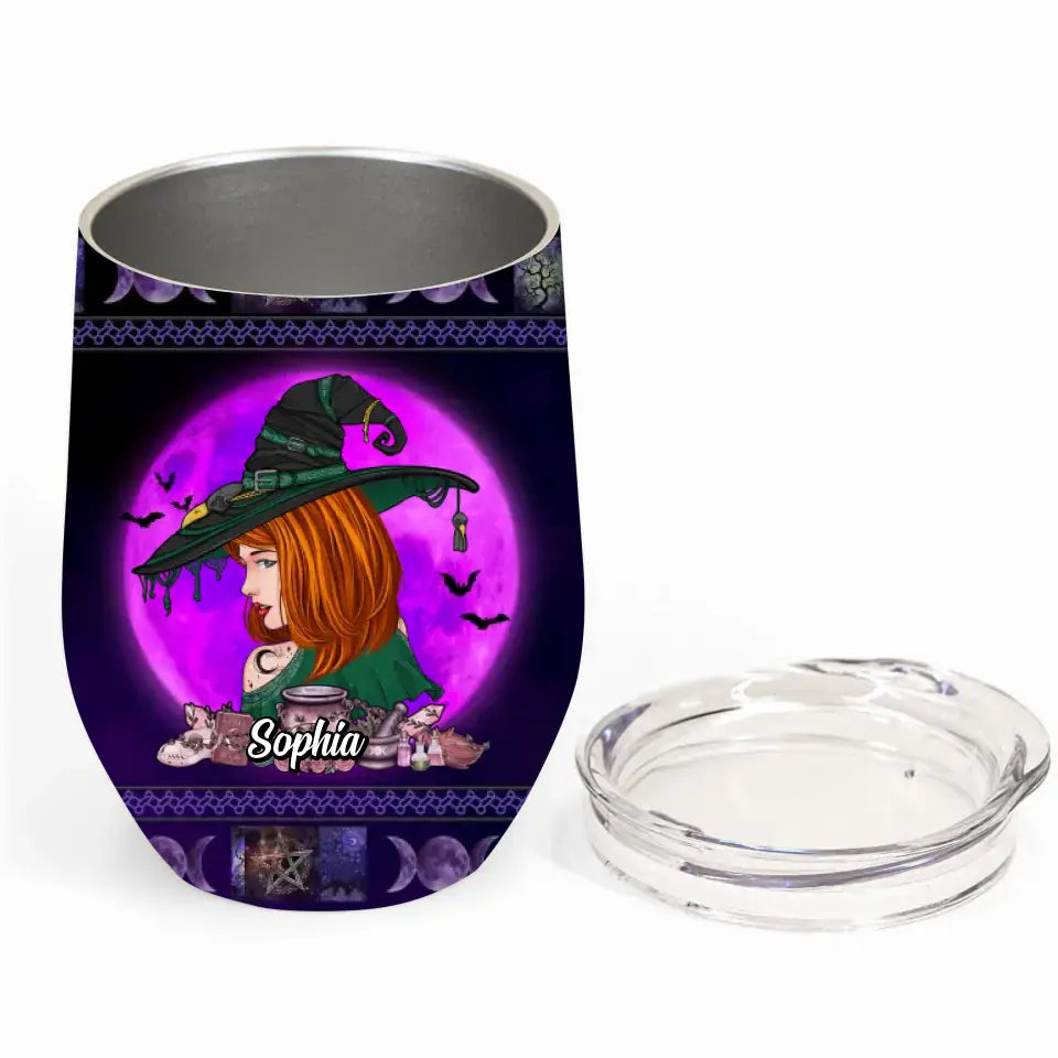Personalized Witch Wine Tumbler - Gift Idea For Halloween/Witch Lover - I'm Not A Bad Witch I'm A Real Witch