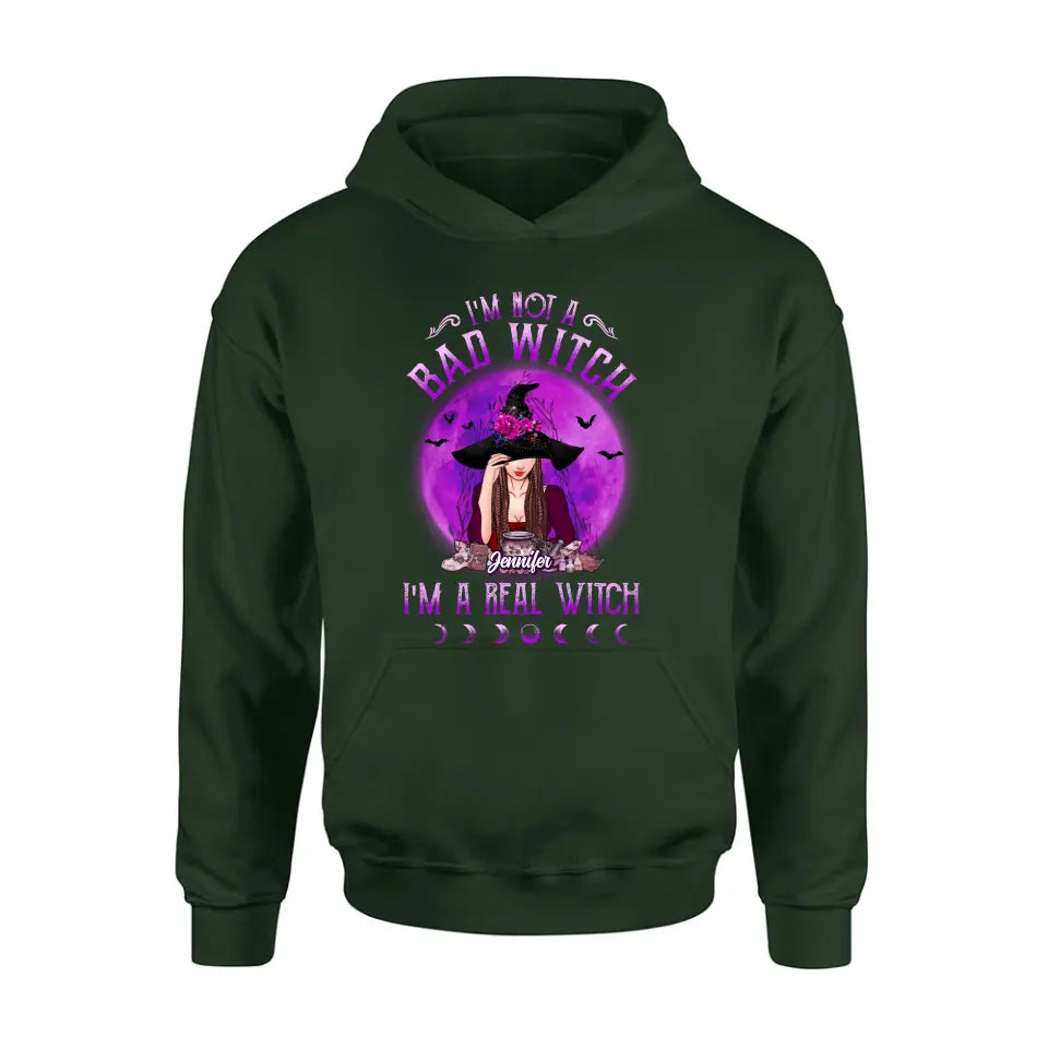 Personalized Witch Shirt/Hoodie - Gift Idea For Halloween/Witch Lovers - I'm Not A Bad Witch I'm A Real Witch