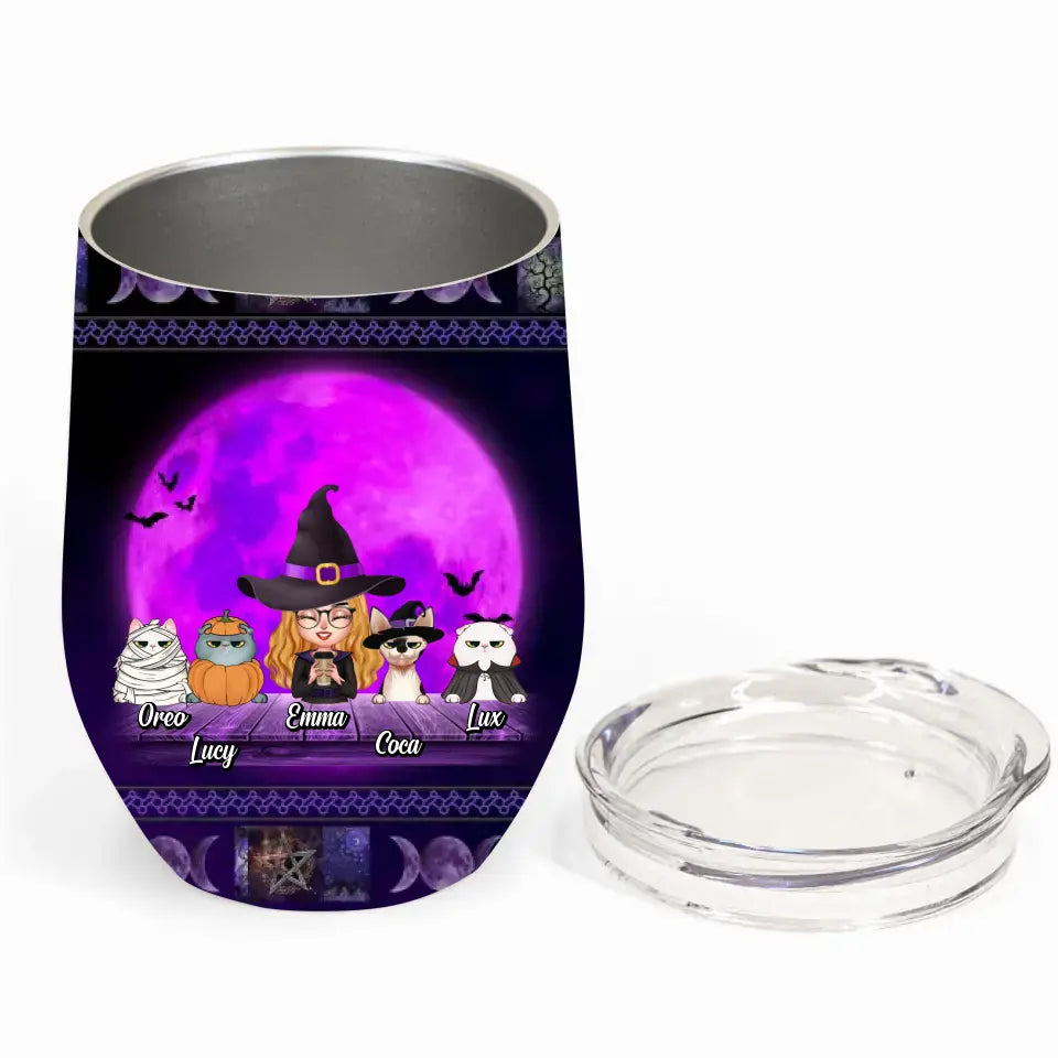 Personalized Witch Wine Tumbler - Gift Idea For Halloween/Witch Lover - Up to 4 Pets - I'm A Real Witch
