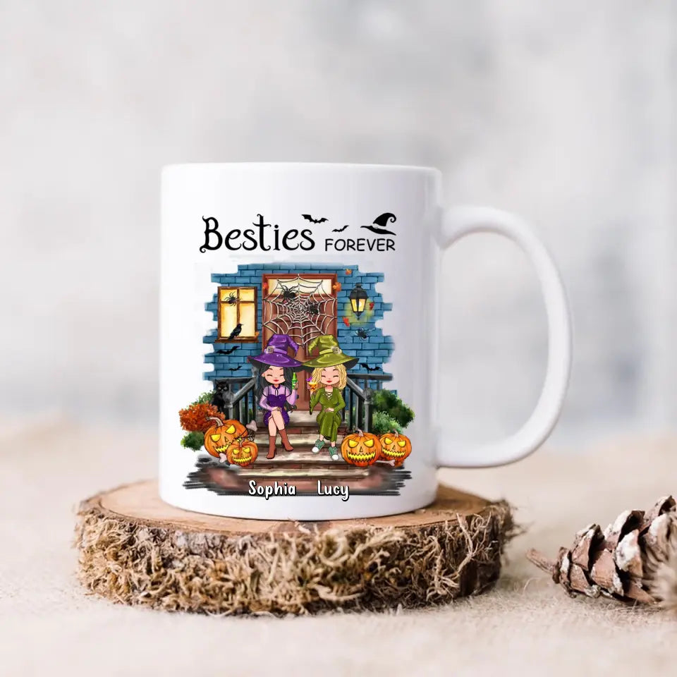 Personalized Halloween Friend Coffee Mug - Up to 5 Friends - Halloween Gift Idea for Friends/Sisters - Besties Forever
