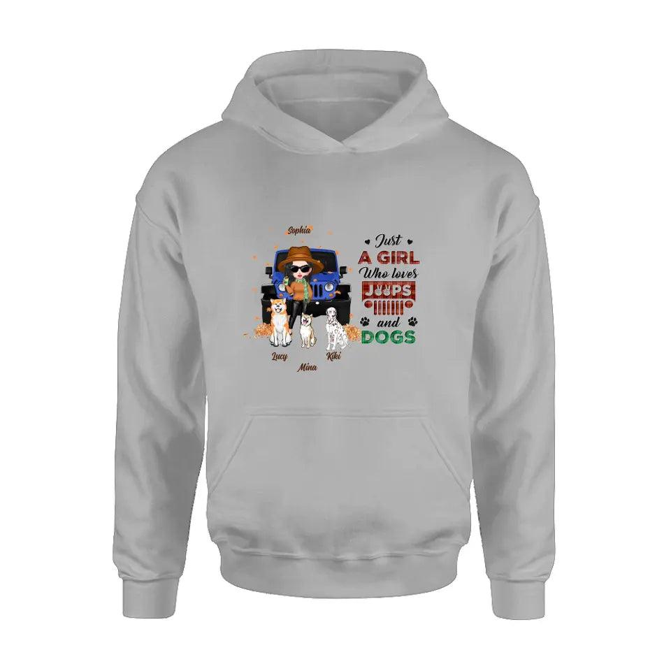 Personalized Off-road Autumn Girl Shirt/Hoodie - Gift Idea For Girl/Dog Lovers - Up to 3 Dogs