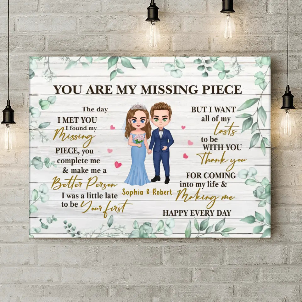 Personalized Couple Canvas - Wedding Gift for Couple/Mother's Day Gift For Wife From Husband - You Are My Missing Piece