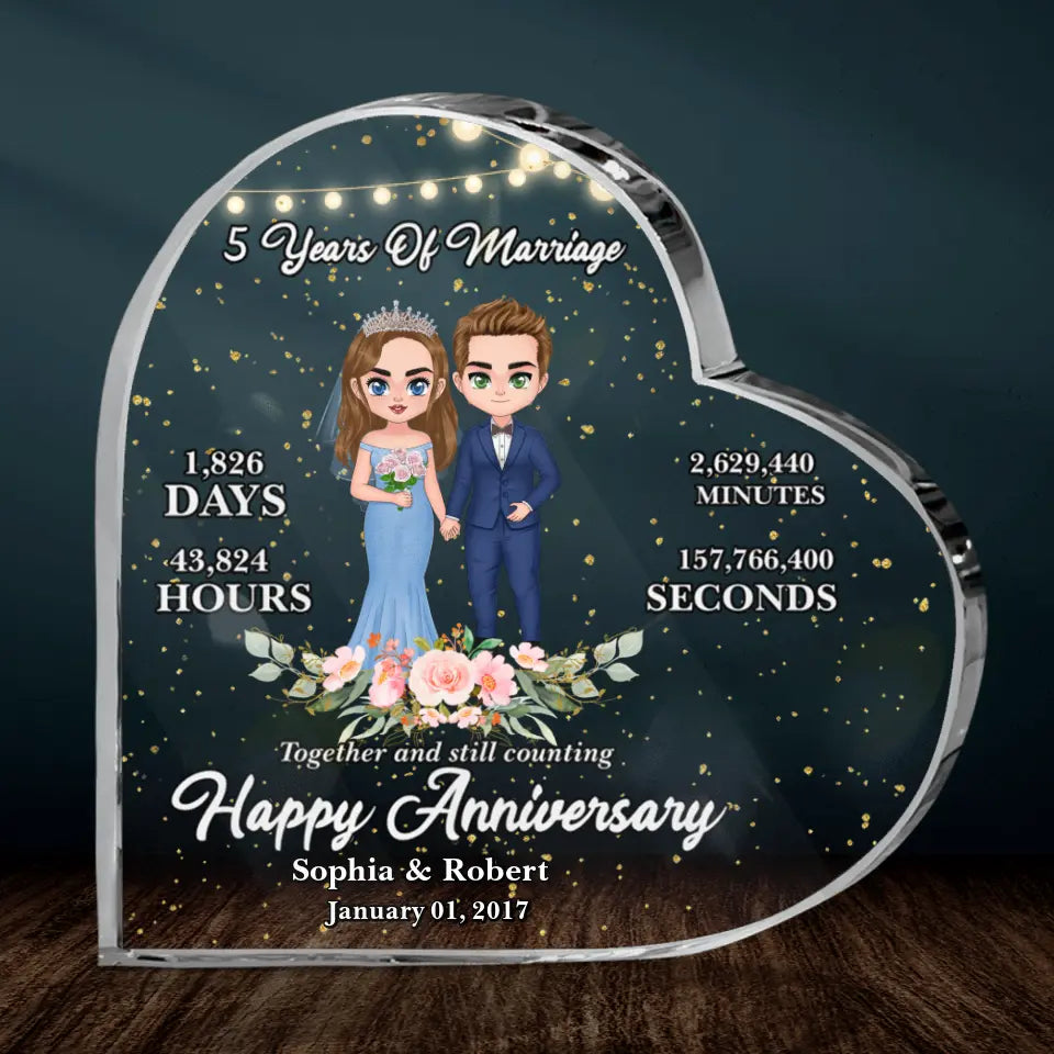 Personalized Wedding Anniversary Milestones Crystal Heart -  Best Gifts Idea For Couple/Wedding Anniversary - Happy Anniversary