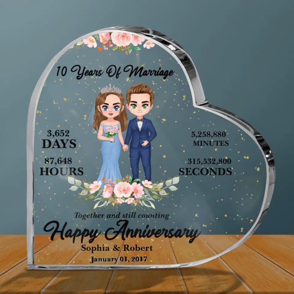 Personalized Wedding Anniversary Milestones Crystal Heart - Gift Idea For Couple/Wedding Anniversary - Happy Anniversary