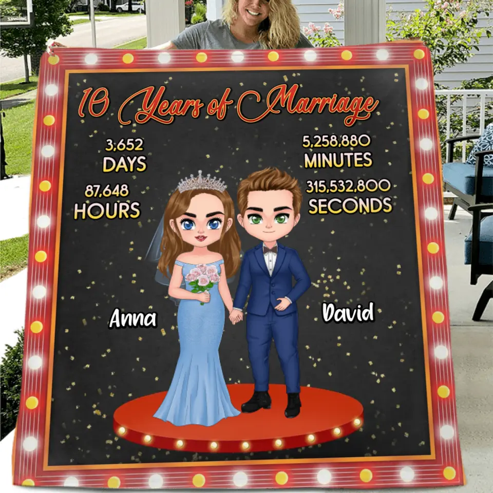 Personalized Wedding Fleece Throw Blanket/Quilt - Anniversary/Wedding Gift Idea for Couple - Years Of Marriage