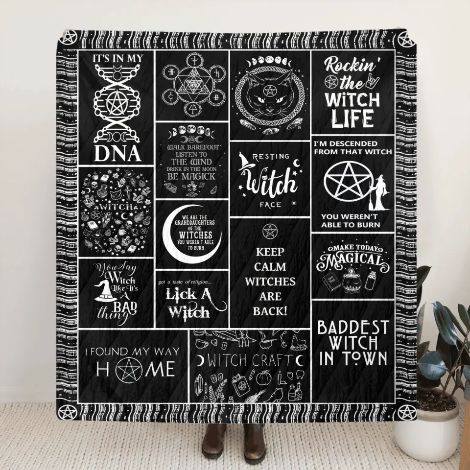 Halloween Witch Fleece Throw Blanket & Quilt - Halloween Gift Idea For Witch Lovers - Keep Calm Witches Are Black