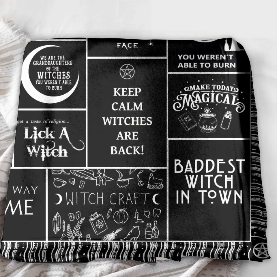 Halloween Witch Fleece Throw Blanket & Quilt - Halloween Gift Idea For Witch Lovers - Keep Calm Witches Are Black
