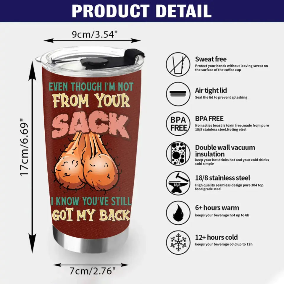 Personalized Step Father Tumbler - Christmas Gift Idea For Bonus/Step Dad - Up to 6 Kids - We Know You've Still Got Our Back