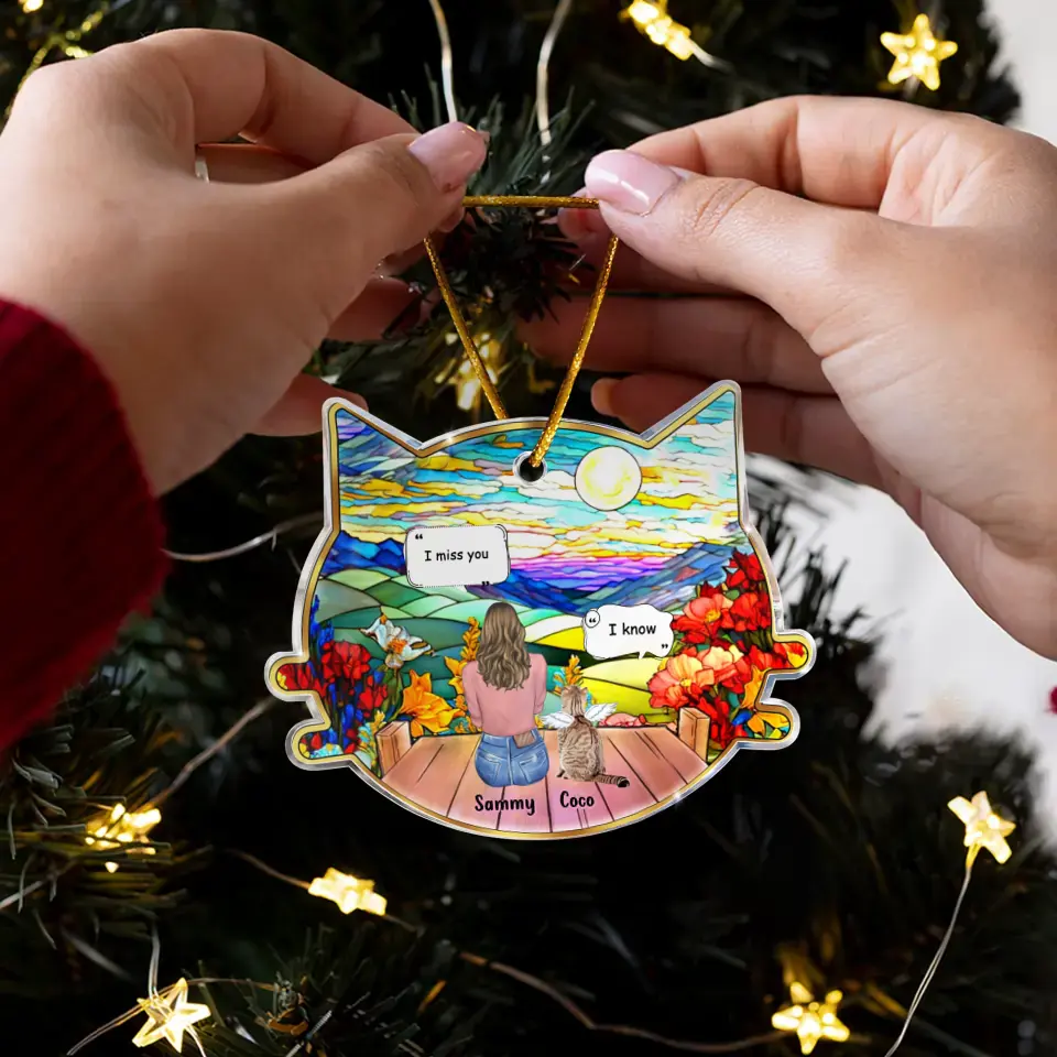 Personalized Memorial Acrylic Ornament - Memorial Gift Idea For Christmas/Cat Lover/Cat Owner with up to 3 Cats - I Miss You