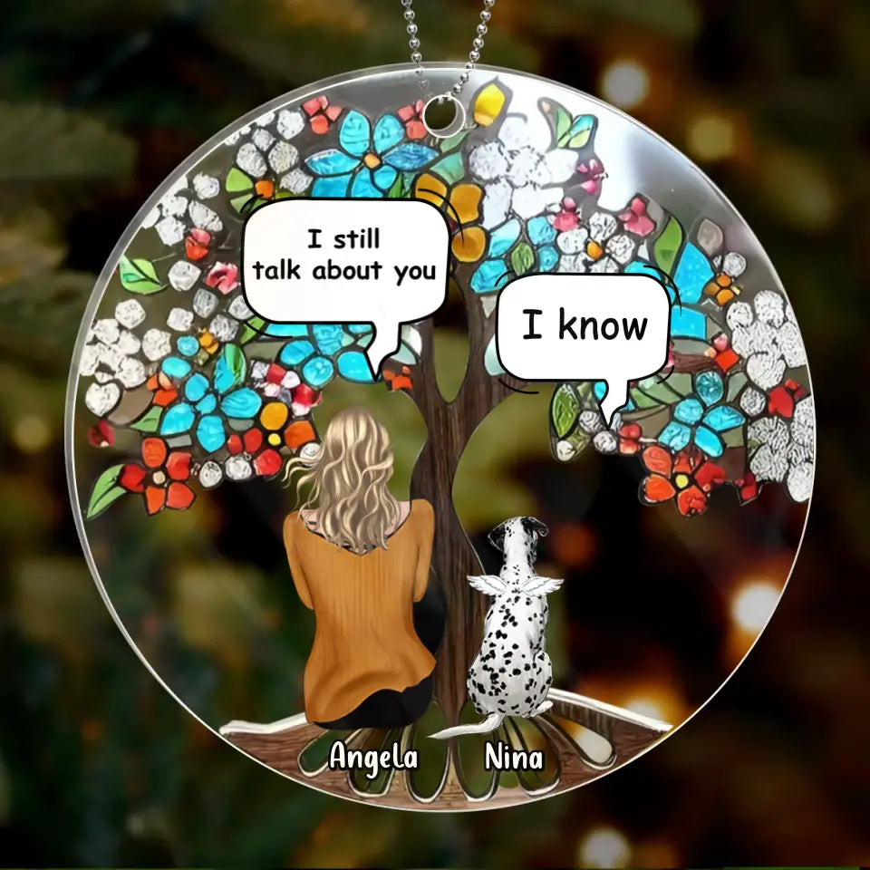 Personalized Memorial Pet Acrylic Ornament - Up to 4 Dogs/Cats - Christmas/Memorial Gift Idea for Pet Owners