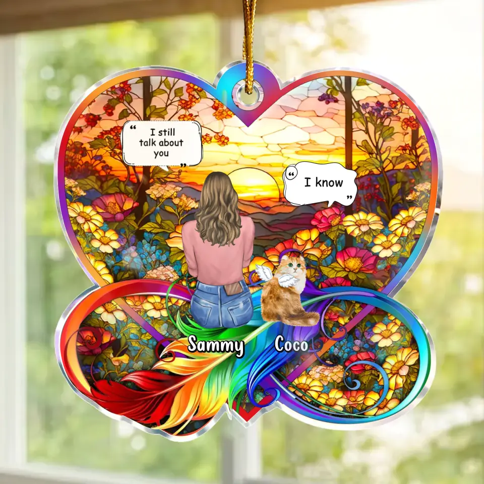 Personalized Memorial Cat Infinity Acrylic Ornament - Up to 3 Pets - Memorial Gift Idea For Dog/Cat/Rabbit Lovers - I Still Talk About You