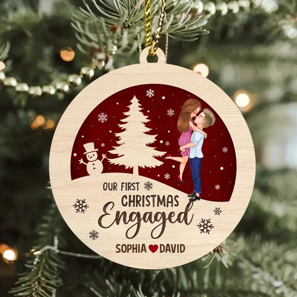 Personalized Couple Wooden Ornament - Christmas Gift Idea for Couple/Family - Our First Christmas