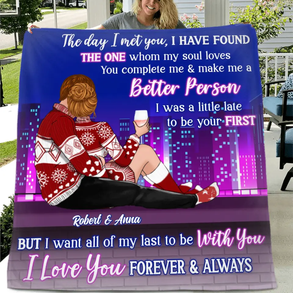 Personalized Christmas Couple Pillow Cover/Fleece Throw Blanket/Quilt - Christmas Gift For Couple/Him/Her - I Love You Forever & Always