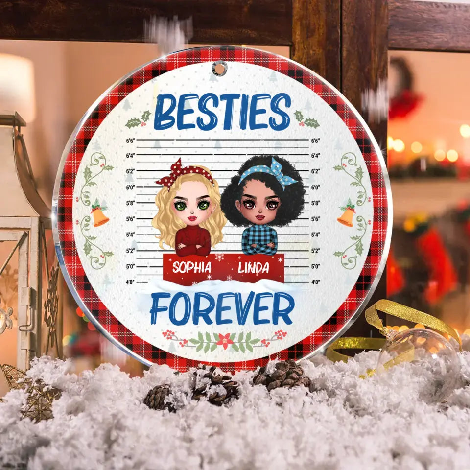 Personalized Besties Acrylic Ornament - Christmas Gift Idea For Friends - Besties Forever