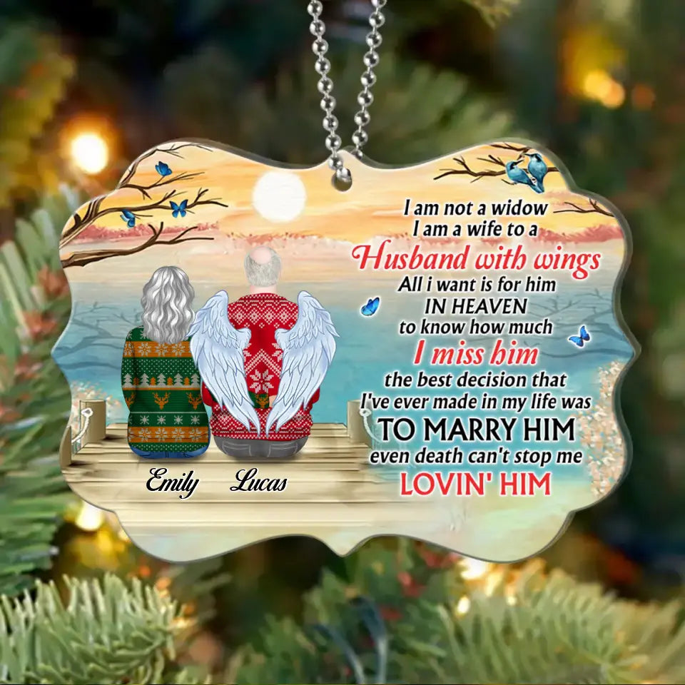Personalized Memorial Husband Rectangle Acrylic Ornament - Memorial Gift For - I Am Not A Widow I Am A Wife To A Husband With Wings