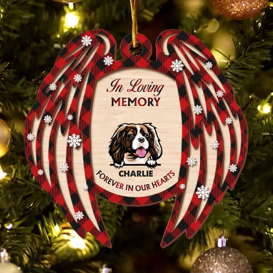 Personalized Memorial Dog Wooden Ornament - Memorial Gift for Dog Owners - Forever In Our Hearts