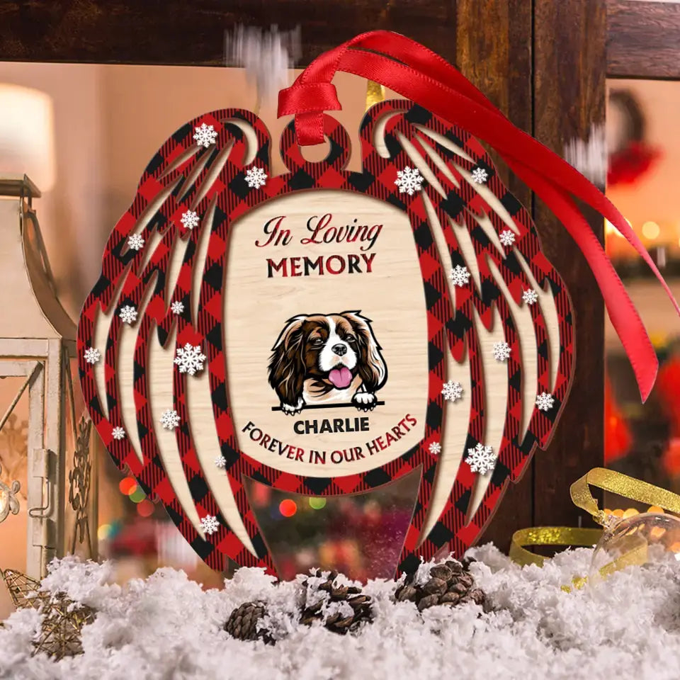 Personalized Memorial Dog Wooden Ornament - Memorial Gift for Dog Owners - Forever In Our Hearts