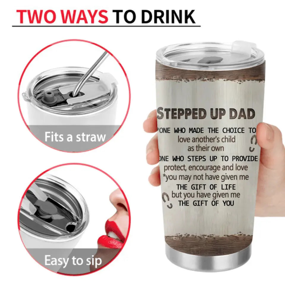 Personalized Dad Tumbler - Gift Idea For Dad - Up to 5 Children - Thank You For Stepping In And Being The Dad