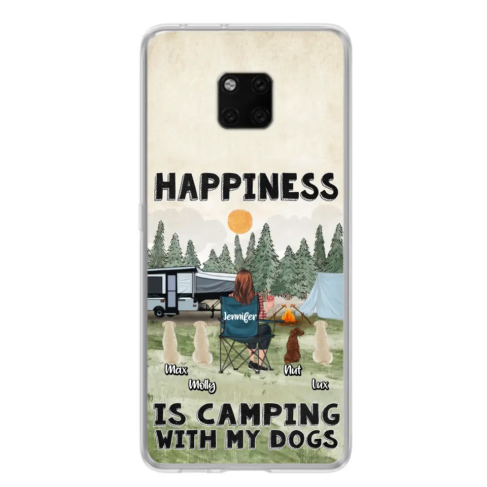 Personalized Camping Phone Case - Gift Idea For Girl & Dogs - Up to 4 Dogs - Happiness Is Camping With My Dogs - Case For Oppo/Xiaomi/Huawei